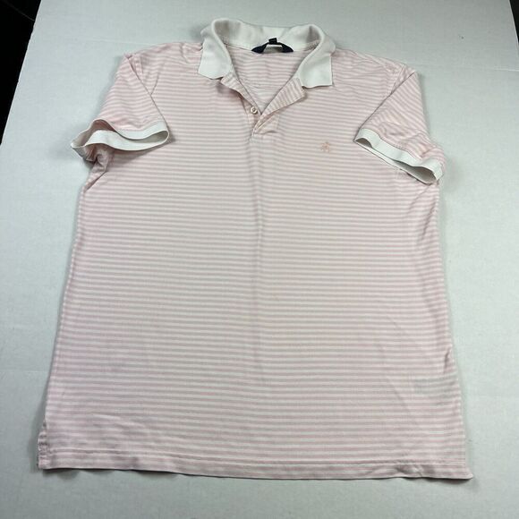 Brooks Brothers Mens Slim Fit Polo Shirt Striped Short Sleeve Preppy XL FLAW - Picture 1 of 11